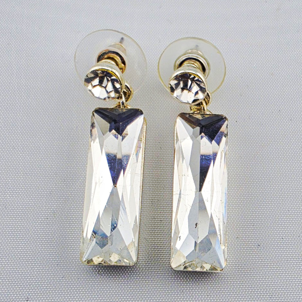 **Vintage Avon** "Sparkling Ice" Clear Baguette Crystal Drop Earrings